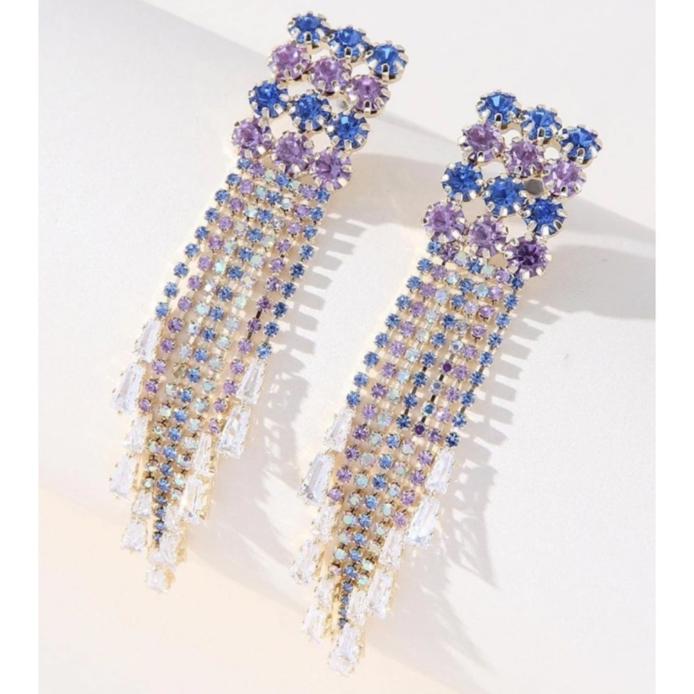 Rhinestone tassel drop earrings